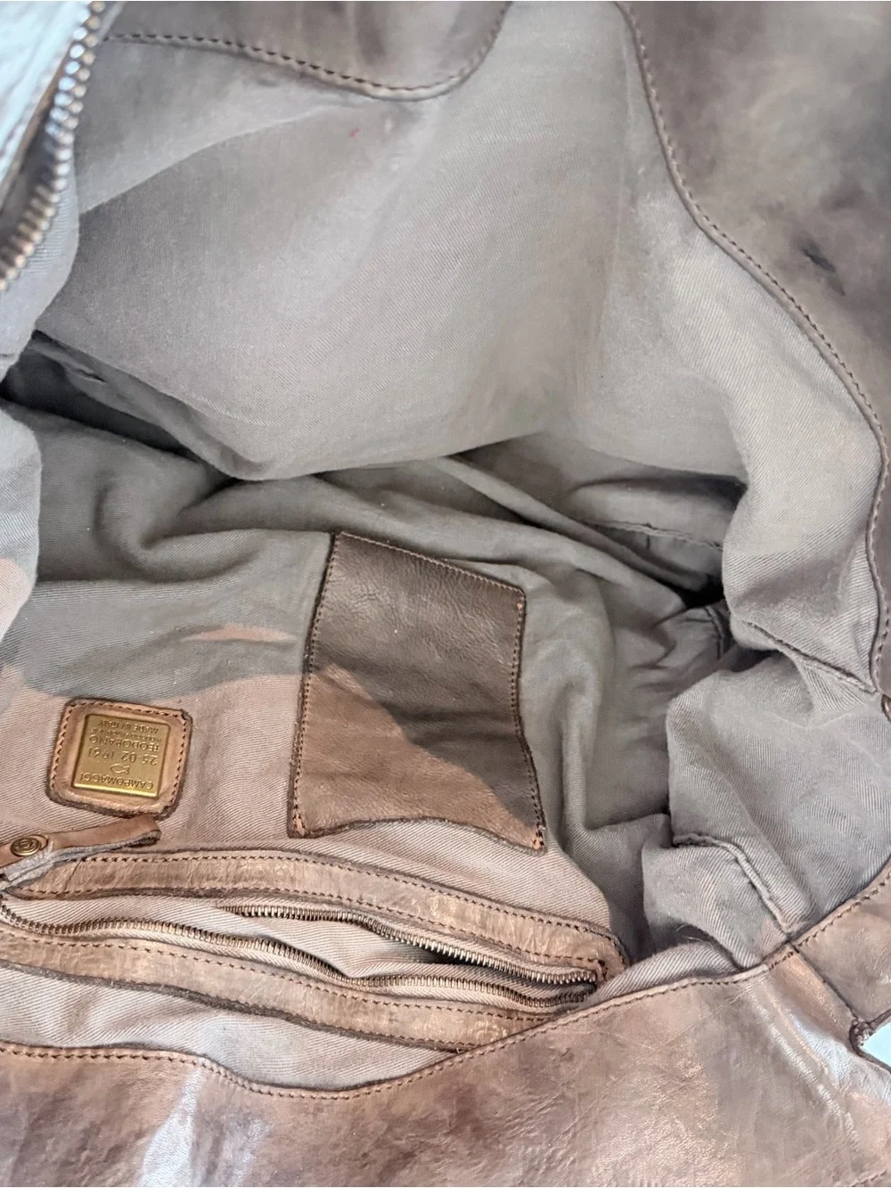 Campomaggi Nelson Brown Leather & Canvas Messenger Bag with Adjustable Strap